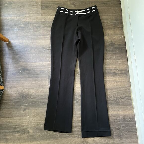 Cache Vintage Y2K Black Low Waisted Belted Trousers Pants Size 2 - Picture 4 of 8